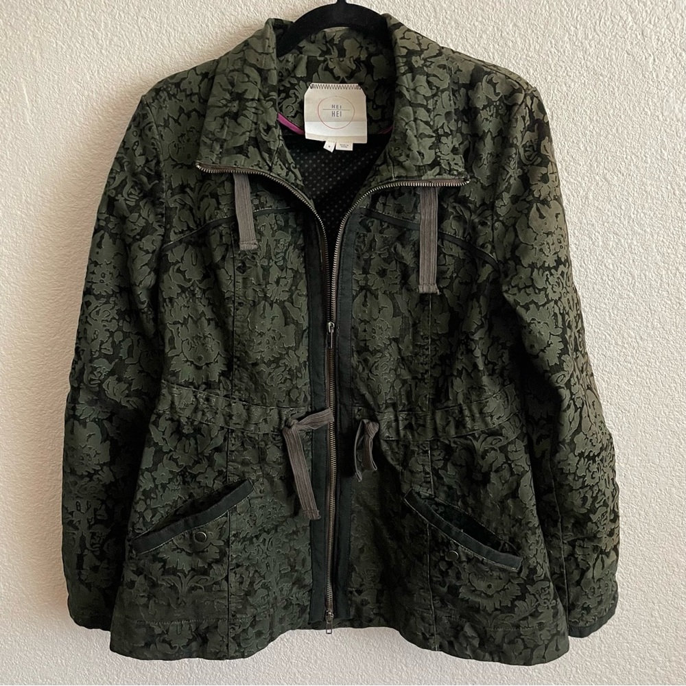 Anthropologie Hei Hei Burnett Anorak Olive Utility Velvet Jacket